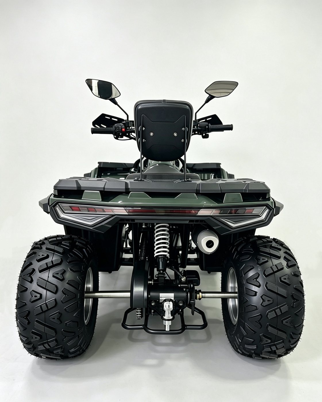 WANYU Varko 125U, ATV de gasolina de 125 cc — Vista trasera con bola de remolque